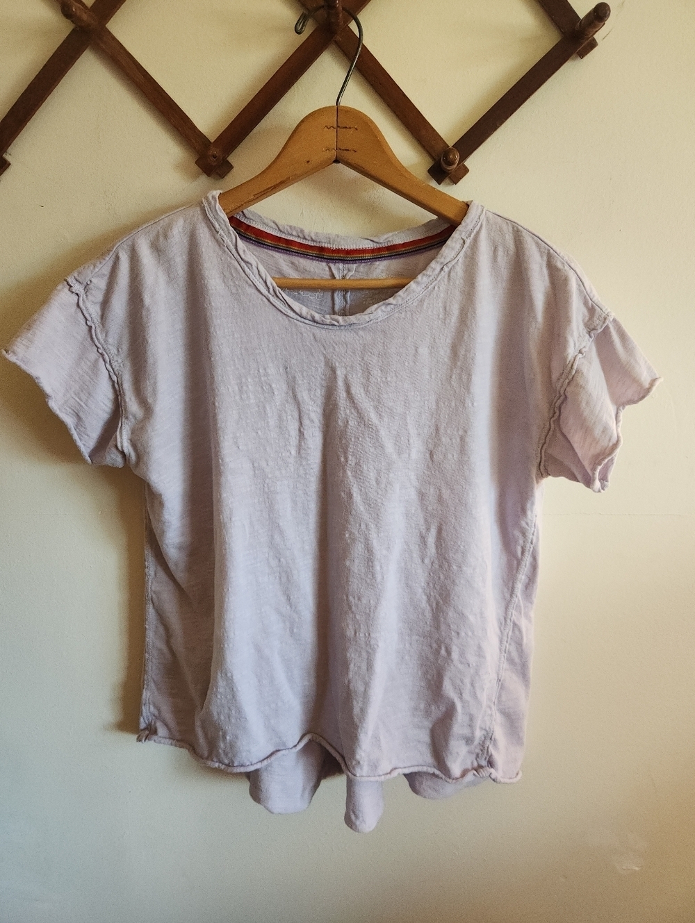 Pilcro Light Lavender Short Sleeve Crewneck Tee Cotton Cropped Xs